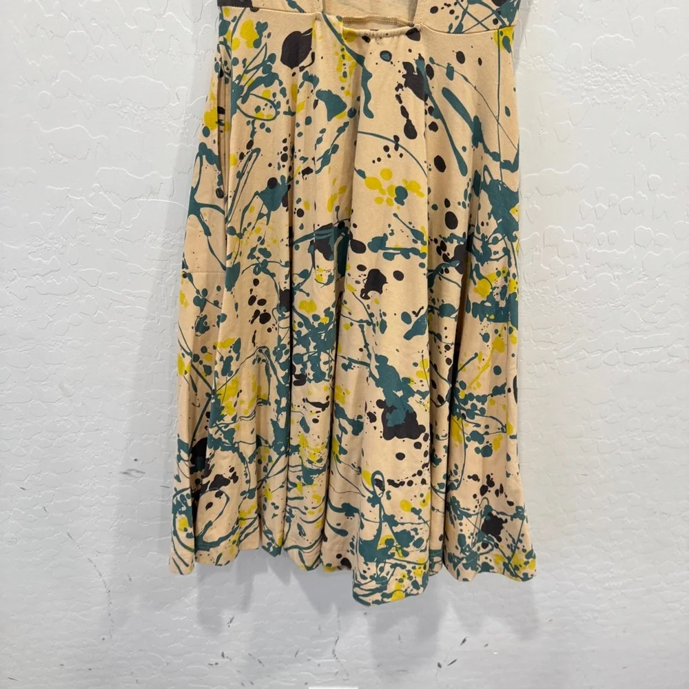 Effie’s Heart Swing Dress Womens XS Paint Splatter Cotton Blend Cap Sleeve Artsy